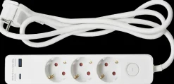 3 stikdåse med USB og afbryder