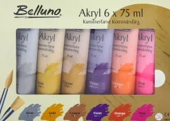 Akrylfarvesæt 6 x 75 ml