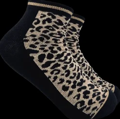 Ankelsokker med leopardprint - Sort