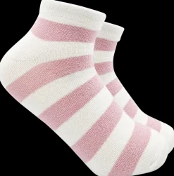 Ankelsokker stribet - hvid og rosa