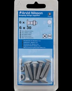 Bræddebolt + møtrik M6 x 30 mm 6-pak