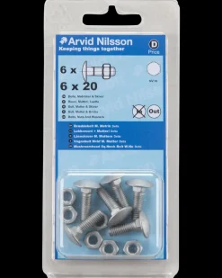 Bræddebolt + møtrik M6 x 20 mm 6-pak