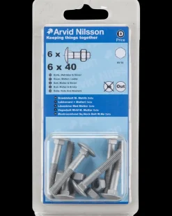 Bræddebolt + møtrik M6 x 40 mm 6-pak