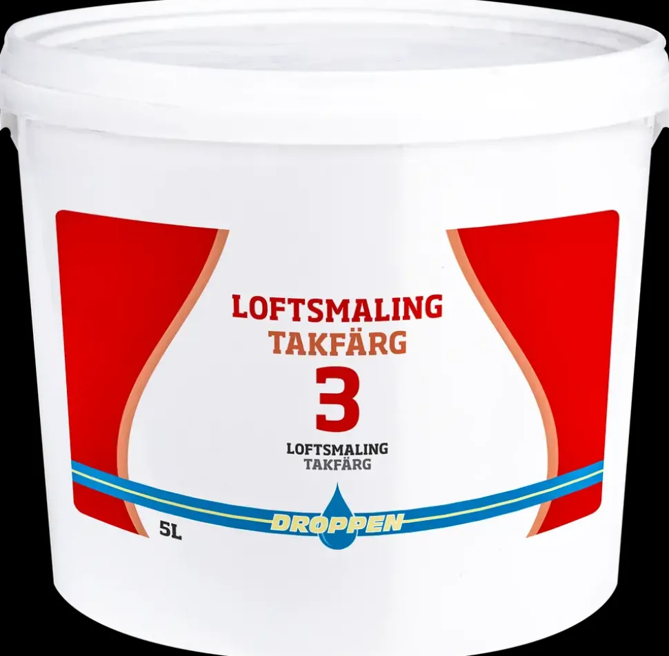 Droppen Loft og vægmaling 5 L glans 3 - hvid