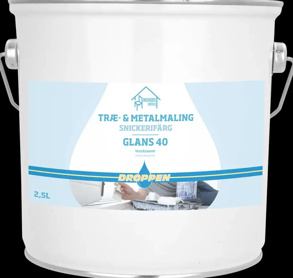 Droppen Træ- og metalmaling 2,5 L glans 40 - hvid