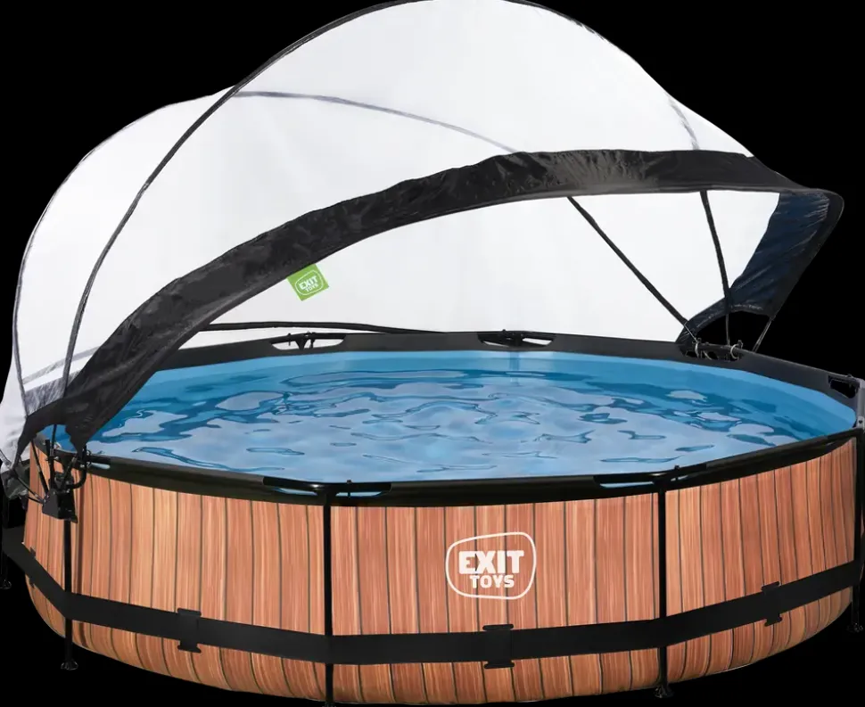 EXIT TOYS Pool Ø360x76 cm med pumpe og skærm - brun