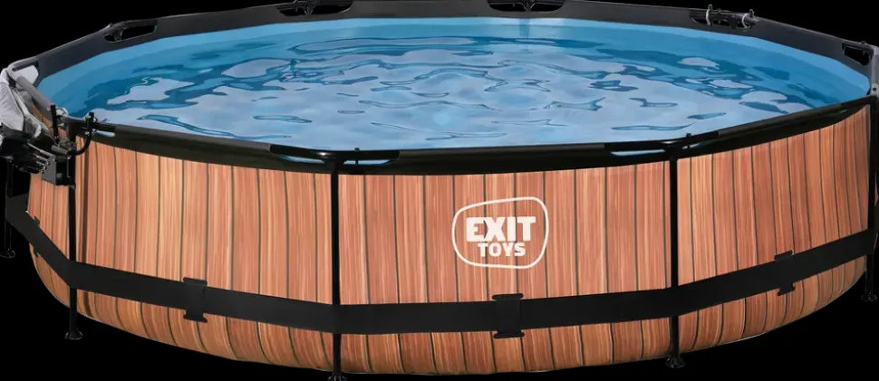 EXIT TOYS Pool Ø360x76 cm med pumpe og skærm - brun