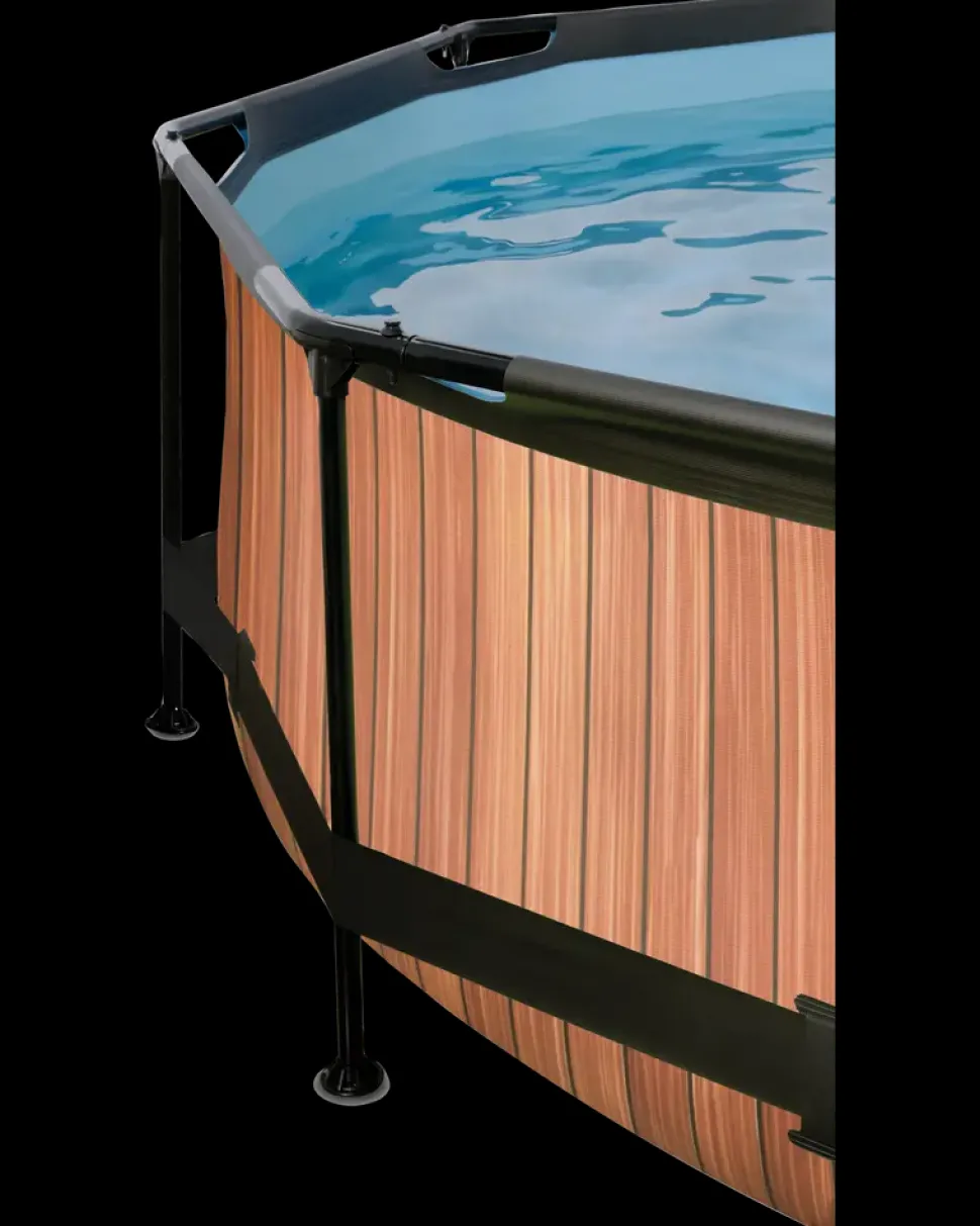 EXIT TOYS Pool Ø360x76 cm med pumpe og skærm - brun