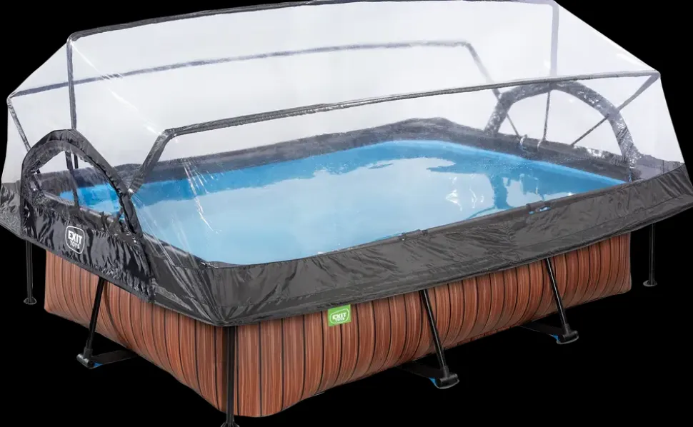 EXIT TOYS Pool 300x200 cm med pumpe og skærm - brun
