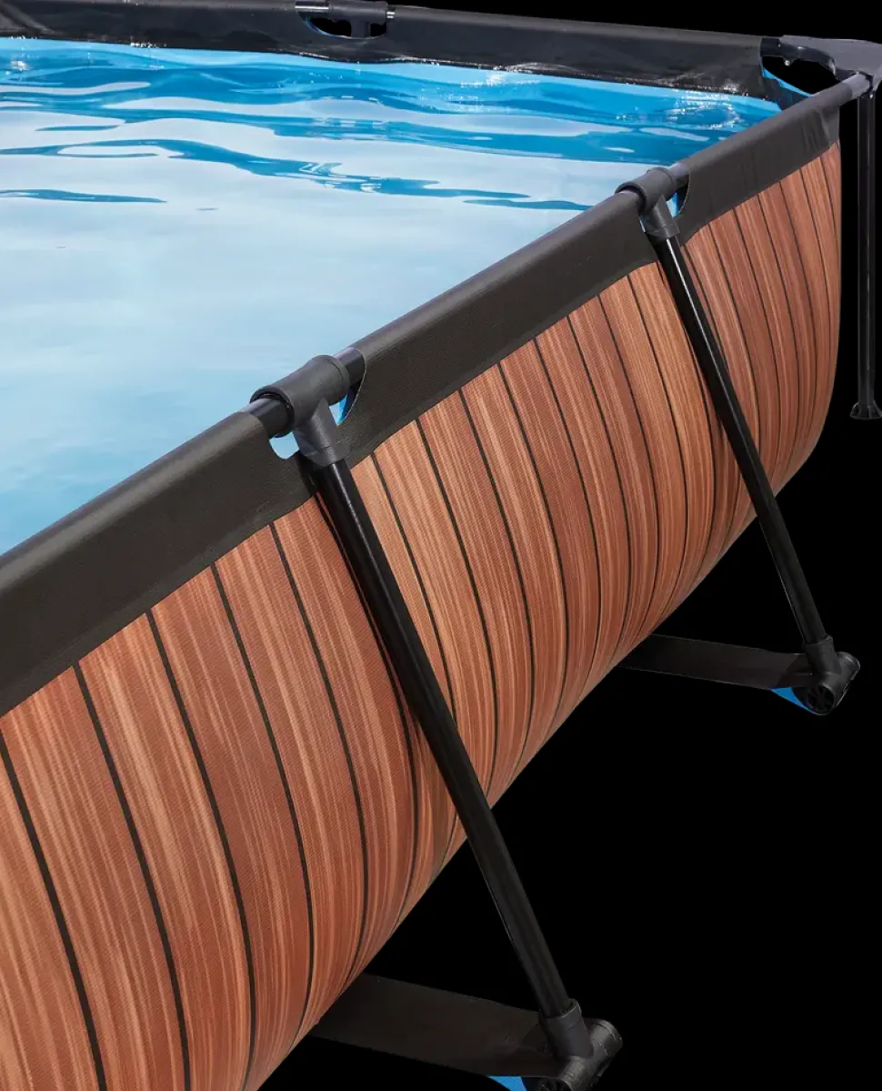 EXIT TOYS Pool 300x200 cm med pumpe og skærm - brun