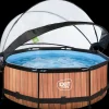 EXIT TOYS Pool Ø244x76 cm med pumpe og skærm - brun