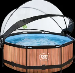 EXIT TOYS Pool Ø244x76 cm med pumpe og skærm - brun