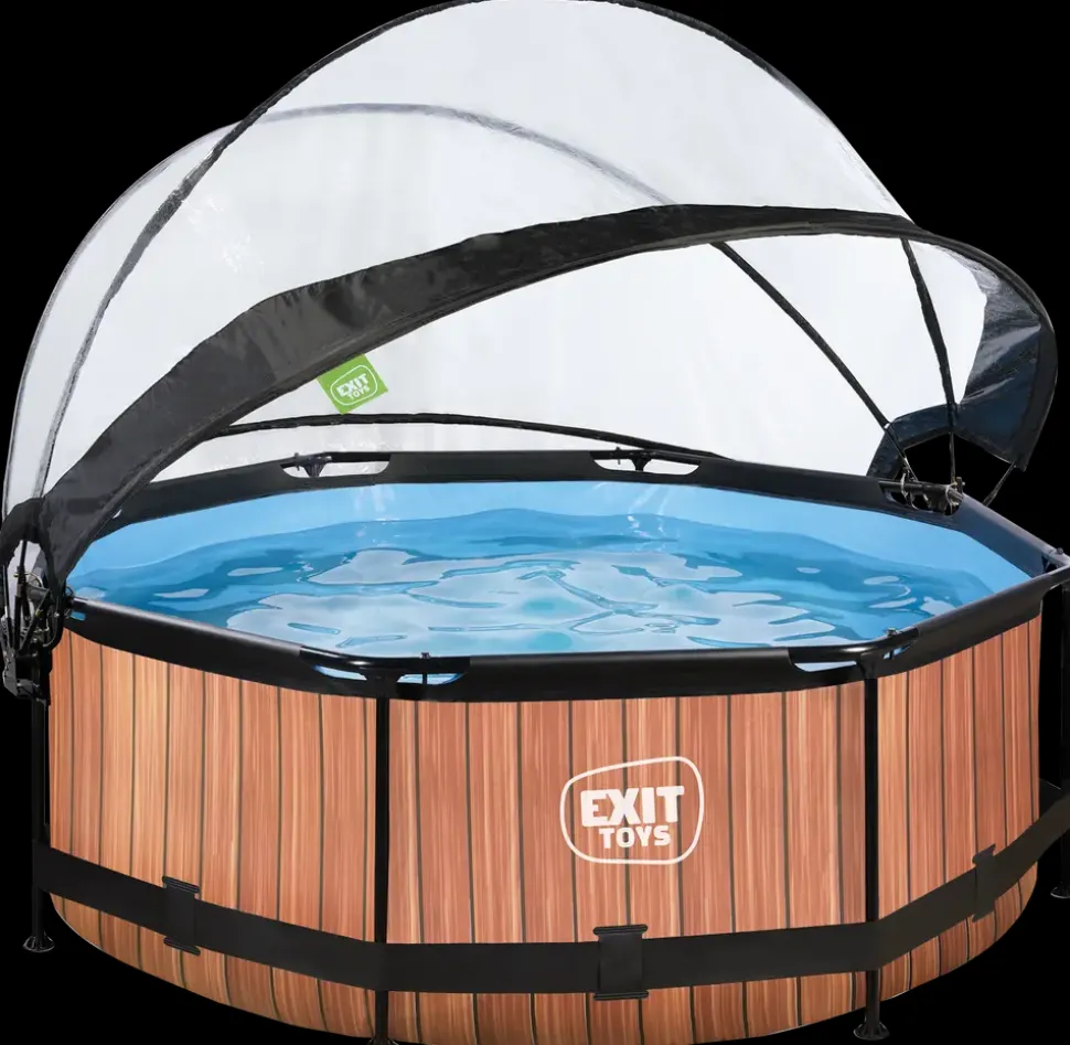 EXIT TOYS Pool Ø244x76 cm med pumpe og skærm - brun