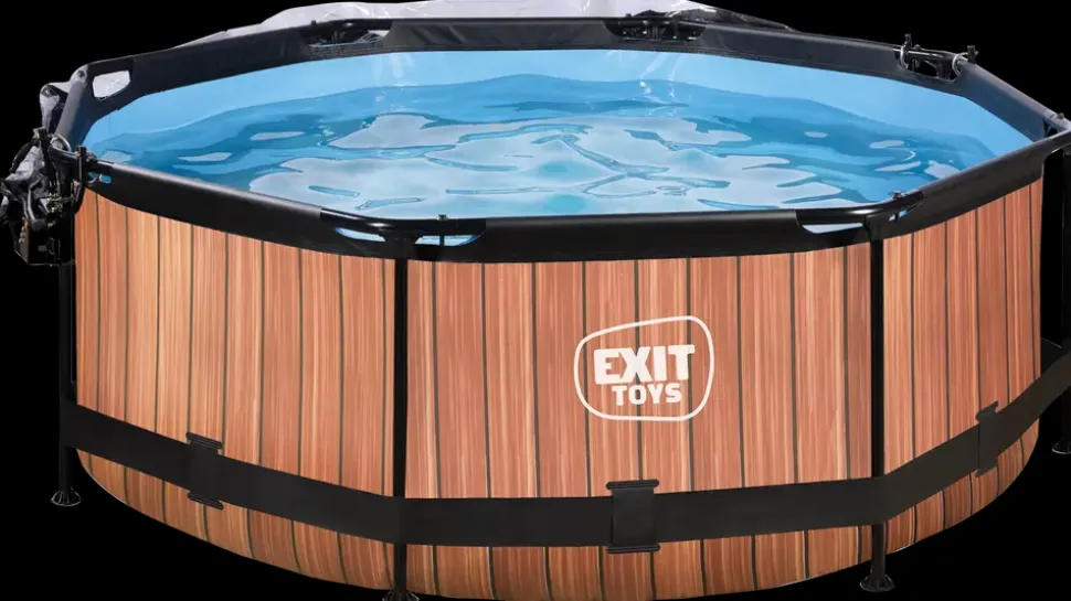 EXIT TOYS Pool Ø244x76 cm med pumpe og skærm - brun