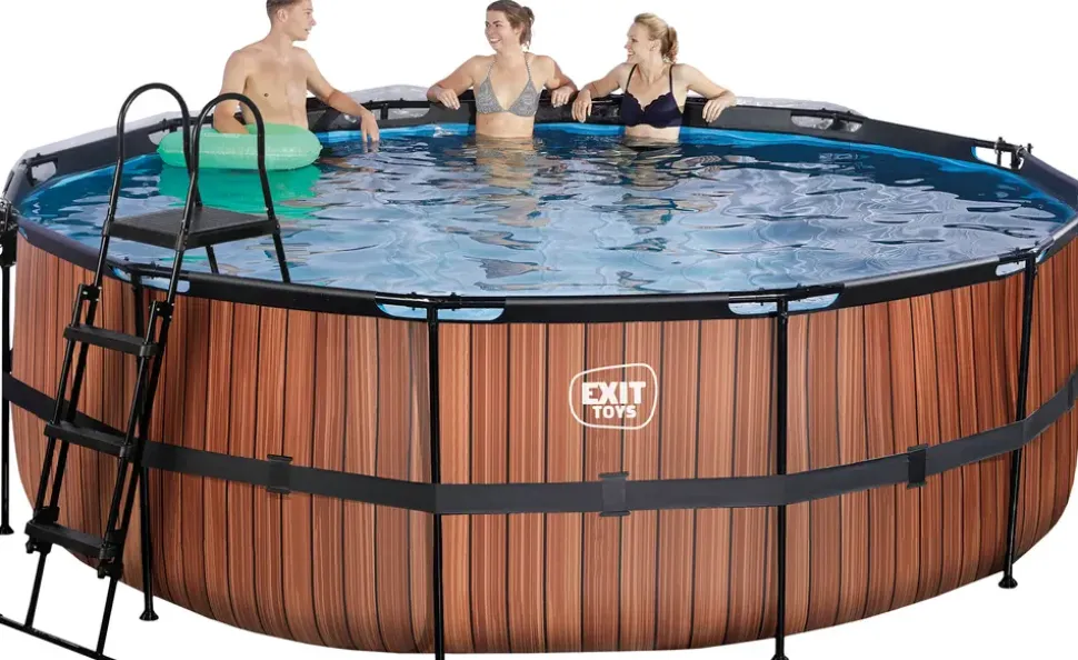 EXIT TOYS Pool Ø427x122cm med pumpe og skærm - Brun