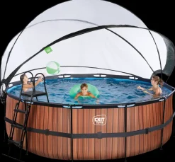 EXIT TOYS Pool Ø427x122cm med pumpe og skærm - Brun