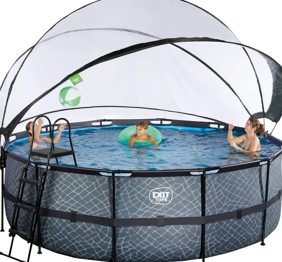 EXIT TOYS Pool Ø427x122cm med pumpe og skærm - Grå
