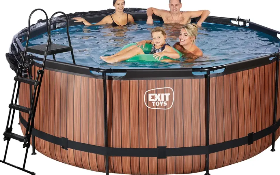 EXIT TOYS Pool Ø360x122cm med pumpe og skærm - Brun