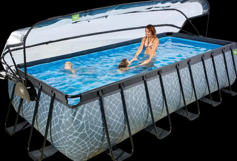 EXIT TOYS Pool 540x250x122cm med pumpe og skærm - Grå