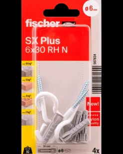 Fischer Krogdyvel SX Plus 6 x 30 mm hvid 4 stk.