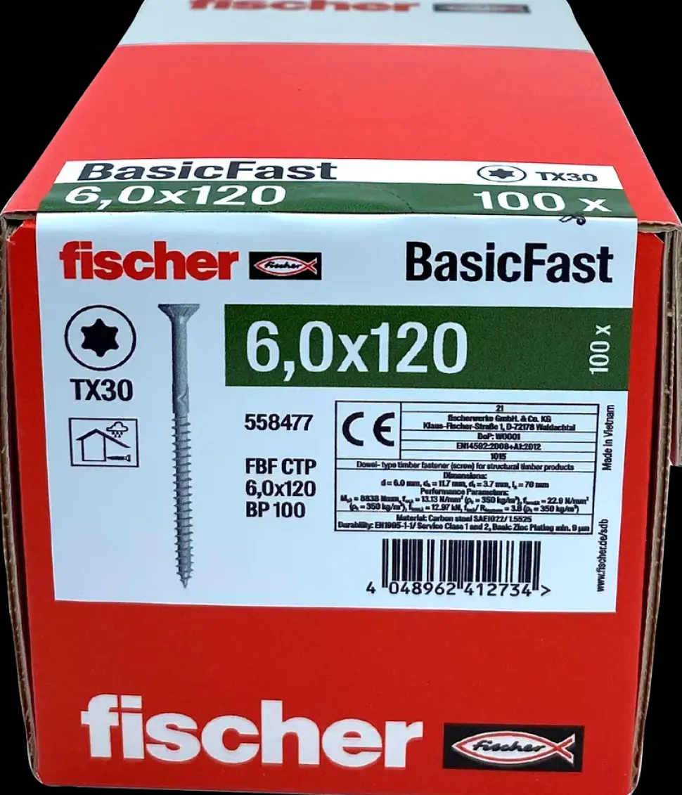 fischer Spånskrue 6 x 120 mm TX30 100 stk.