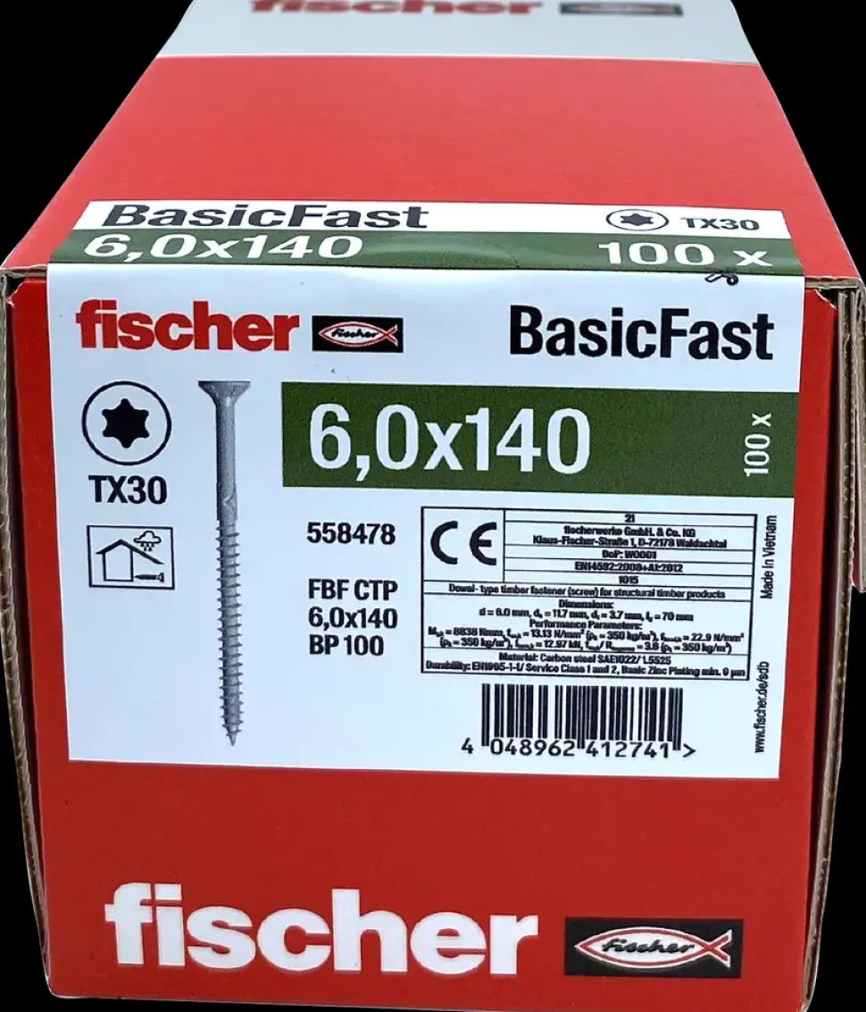 fischer Spånskrue 6 x 140 mm TX30 100 stk.