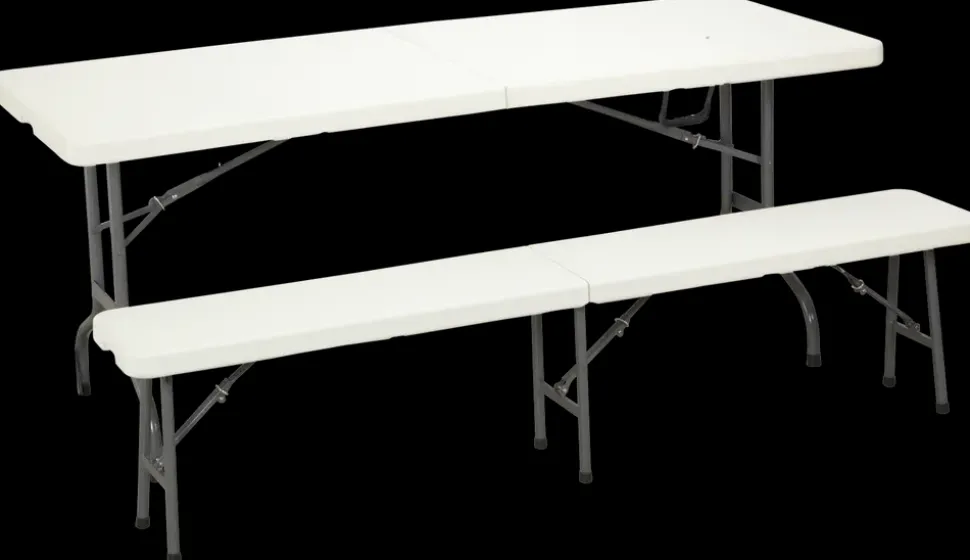 Foldebænk Kunststof L. 180 cm - hvid