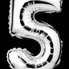 Folieballon H. 35 cm sølv - nr. 5