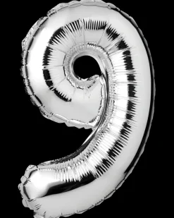 Folieballon H. 35 cm sølv - nr. 9