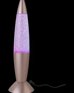 Glitterlampe med farveskift H. 35 cm
