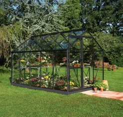 Halls Drivhus Popular 106 + glas og fundament - sort
