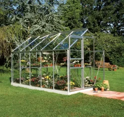Halls Drivhus Popular 106 med glas og fundament - alu
