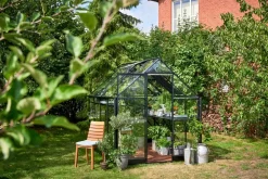 Halls Drivhus Qube 68 + hærdet glas - sort
