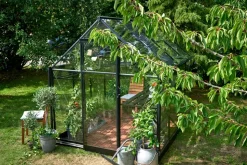 Halls Drivhus Qube 68 + hærdet glas - sort