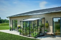 Halls Drivhus Qube Lean-to 68 hærdet glas - sort