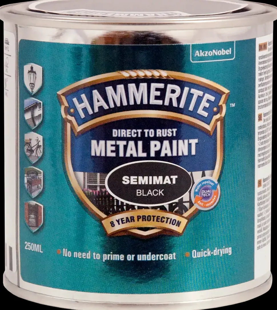 Hammerite Semimat Sort - 250 ml