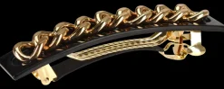 Hårspænde guld/sort 9 cm