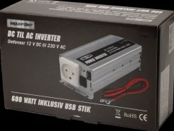 Inverter/omformer 600 W 12 V til 230 V