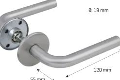jasa Dørgreb L-form rustfri - 19 mm