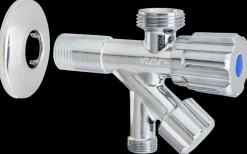 Kombistopventil 1/2" x 3/8" x 3/4" med roset