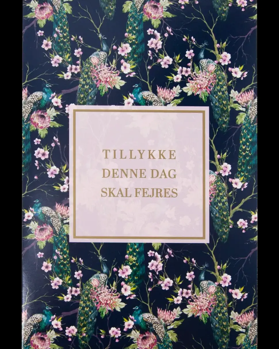 Kort med kuvert 11x17 cm - mørke blomster