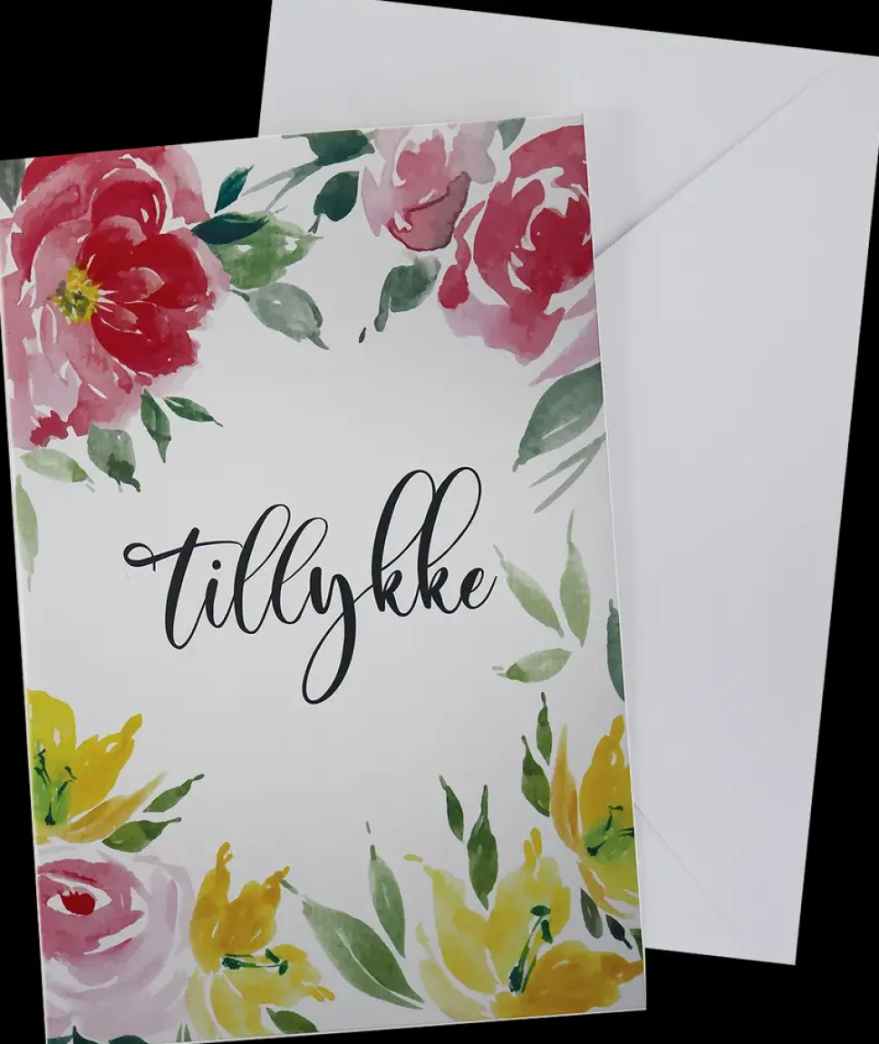 Kort med kuvert 11x17 cm - Tillykke