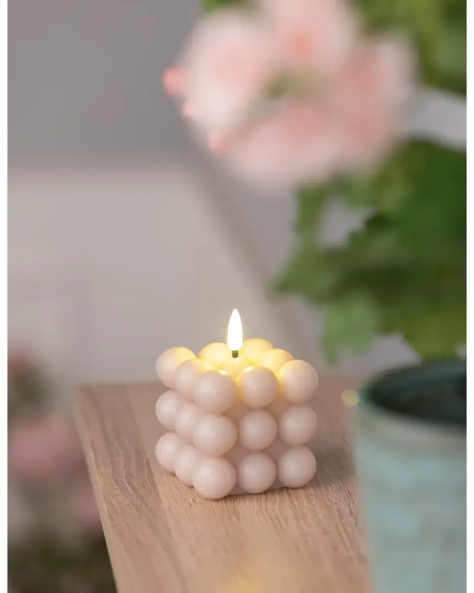 LED-bobbellys H. 7,5 cm- beige
