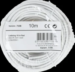 Ledning flad 2 x 0,75 mm² - hvid