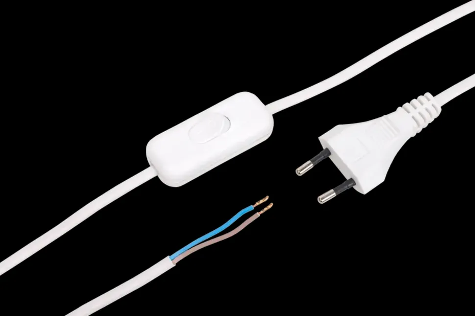 Ledning med afbryder 2 m - hvid
