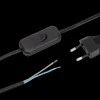 Ledning med afbryder 2 m - sort