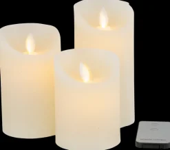 LED-vokslys med fjernbetjening 3-pak