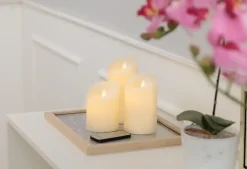 LED-vokslys med fjernbetjening 3-pak