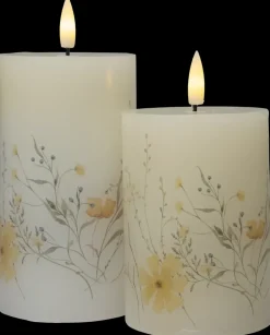 LED-vokslys 2-pak - blomstermotiv