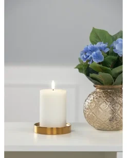 LED-vokslys rillet med timer - H. 10 cm